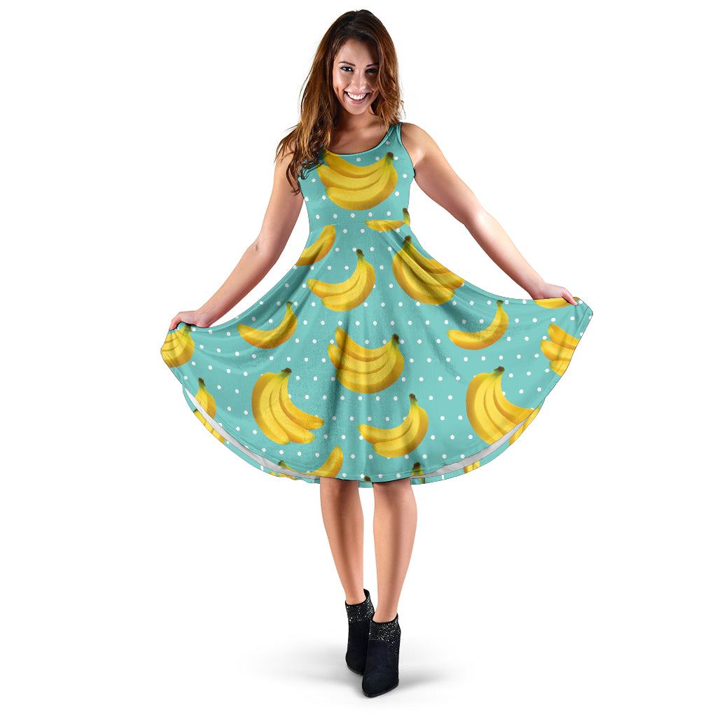 Banana Pattern Print Design BA02 Midi Dress