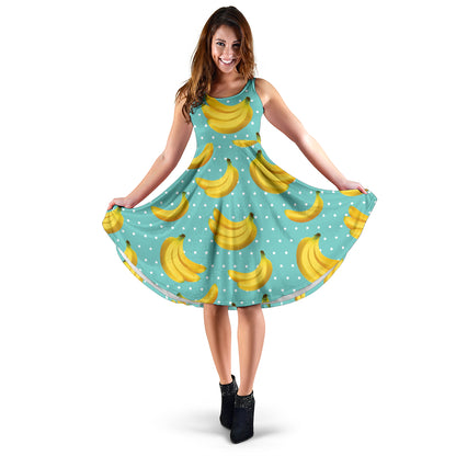 Banana Pattern Print Design BA02 Midi Dress