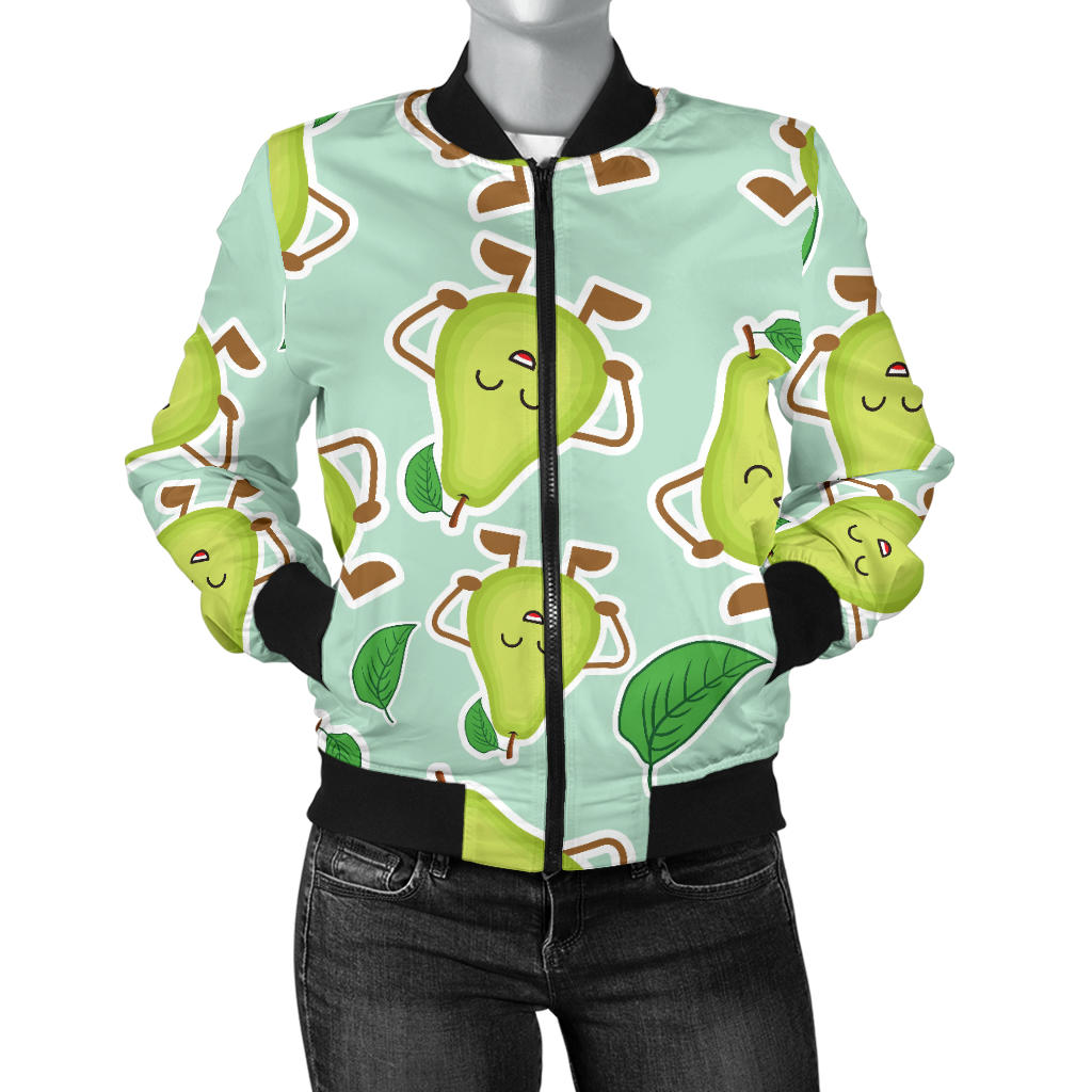 Avocado Pattern Print Design AC011 Women Bomber Jacket