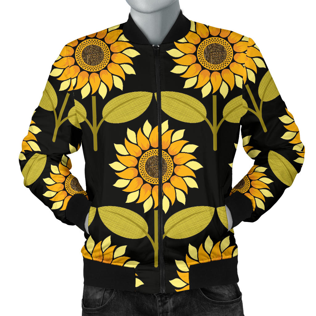 Sunflower Pattern Print Design SF015 Men Bomber Jacket