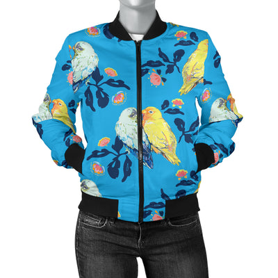 Lovebird Pattern Print Design 03 Women's Bomber Jacket