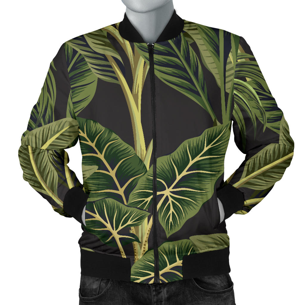 Banana Leaf Pattern Print Design BL04 Men Bomber Jacket