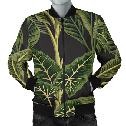 Banana Leaf Pattern Print Design BL04 Men Bomber Jacket
