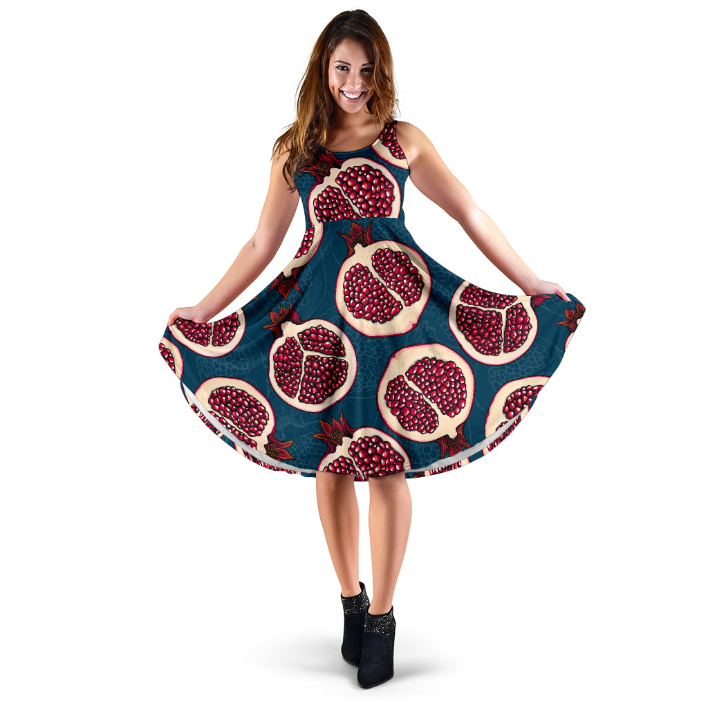 Pomegranate Pattern Print Design PG02 Midi Dress