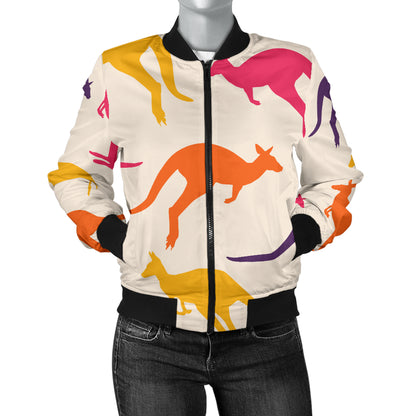 Kangaroos Pattern Print Design 01 Women's Bomber Jacket