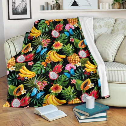 Tropical Fruits Pattern Print Design TF04 Fleece Blanket