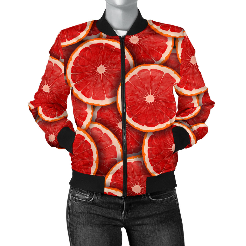 Grapefruit Pattern Print Design GF05 Women Bomber Jacket