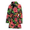 Red Hibiscus Pattern Print Design HB07 Women Bathrobe