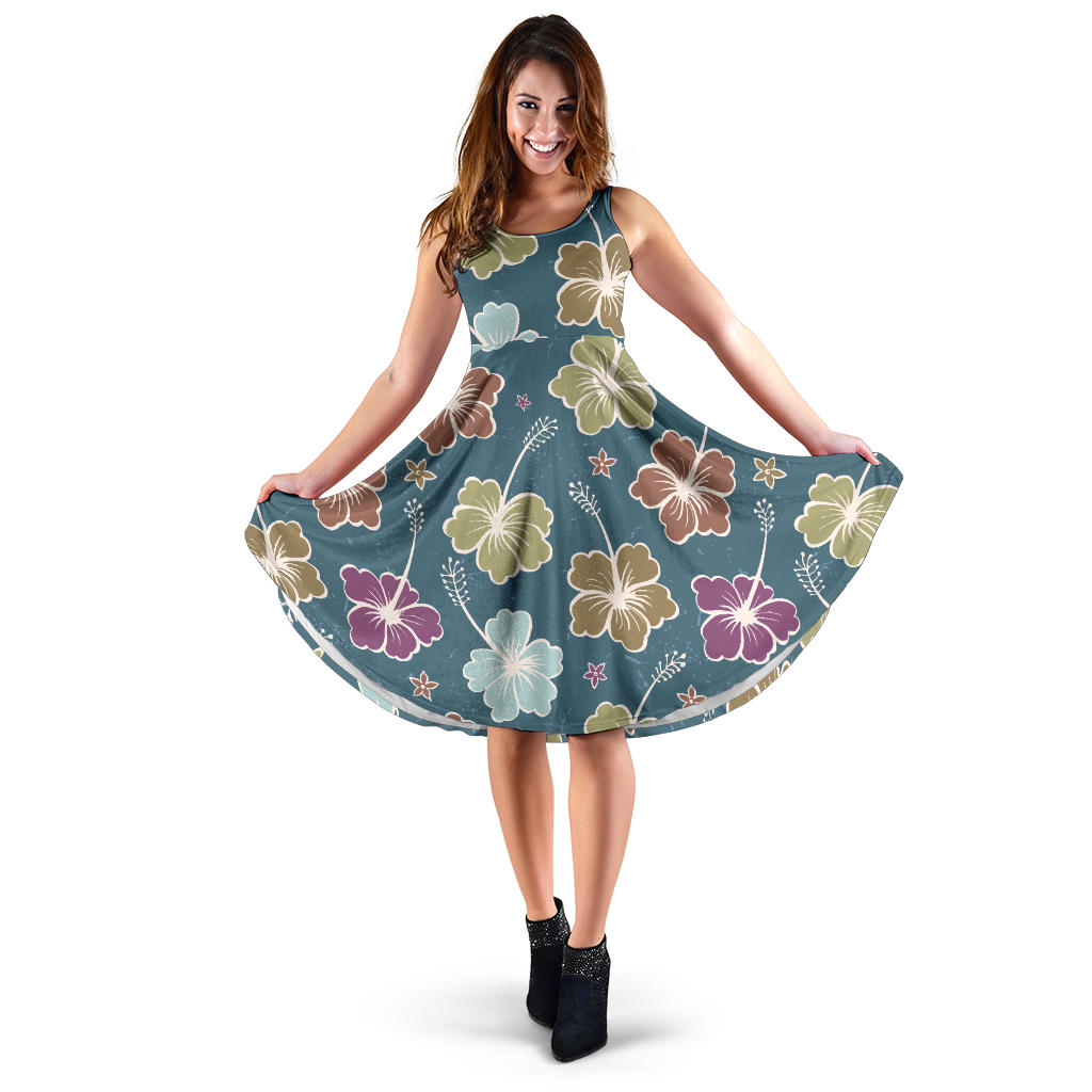 Hibiscus Pattern Print Design HB033 Midi Dress