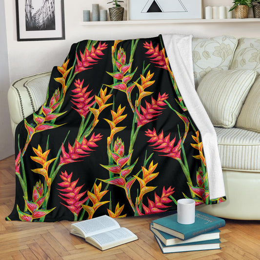 Heliconia Pattern Print Design HL01 Fleece Blanket