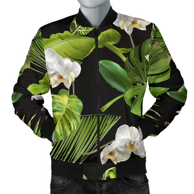 Tropical Flower Pattern Print Design TF026 Men Bomber Jacket