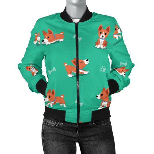 Basenji Pattern Print Design 02 Women's Bomber Jacket