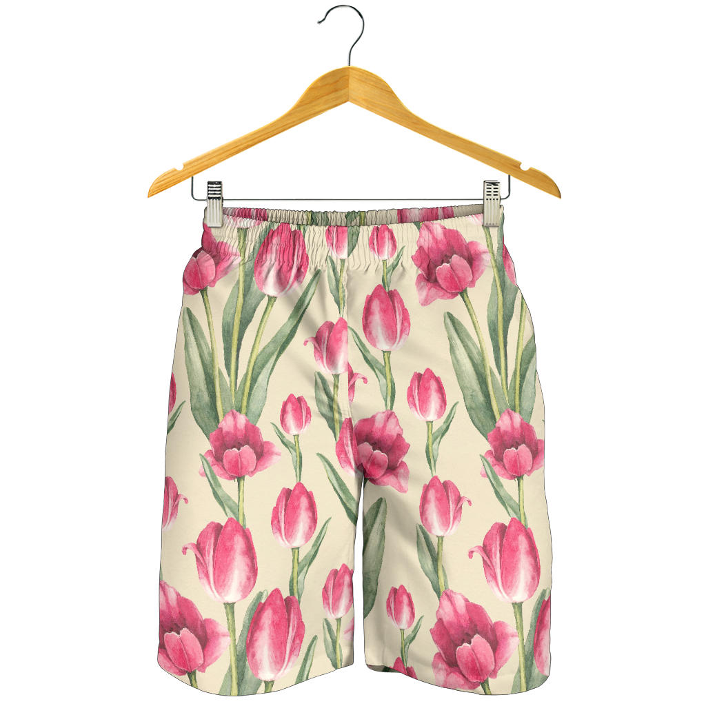 Tulip Pink Pattern Print Design TP06 Mens Shorts