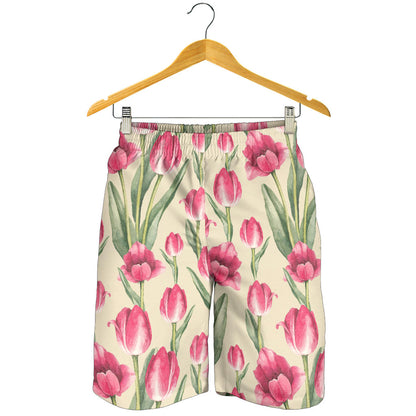 Tulip Pink Pattern Print Design TP06 Mens Shorts
