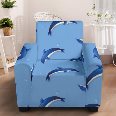 Dolphin Blue Print Armchair Slipcover