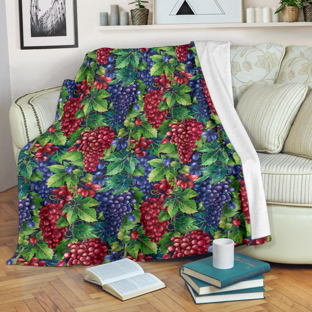 Grape Pattern Print Design GP02 Fleece Blanket