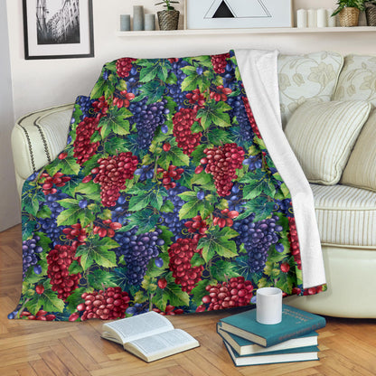 Grape Pattern Print Design GP02 Fleece Blanket