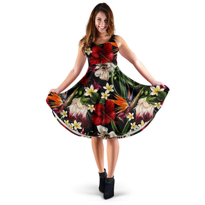 Summer Floral Pattern Print Design SF03 Midi Dress