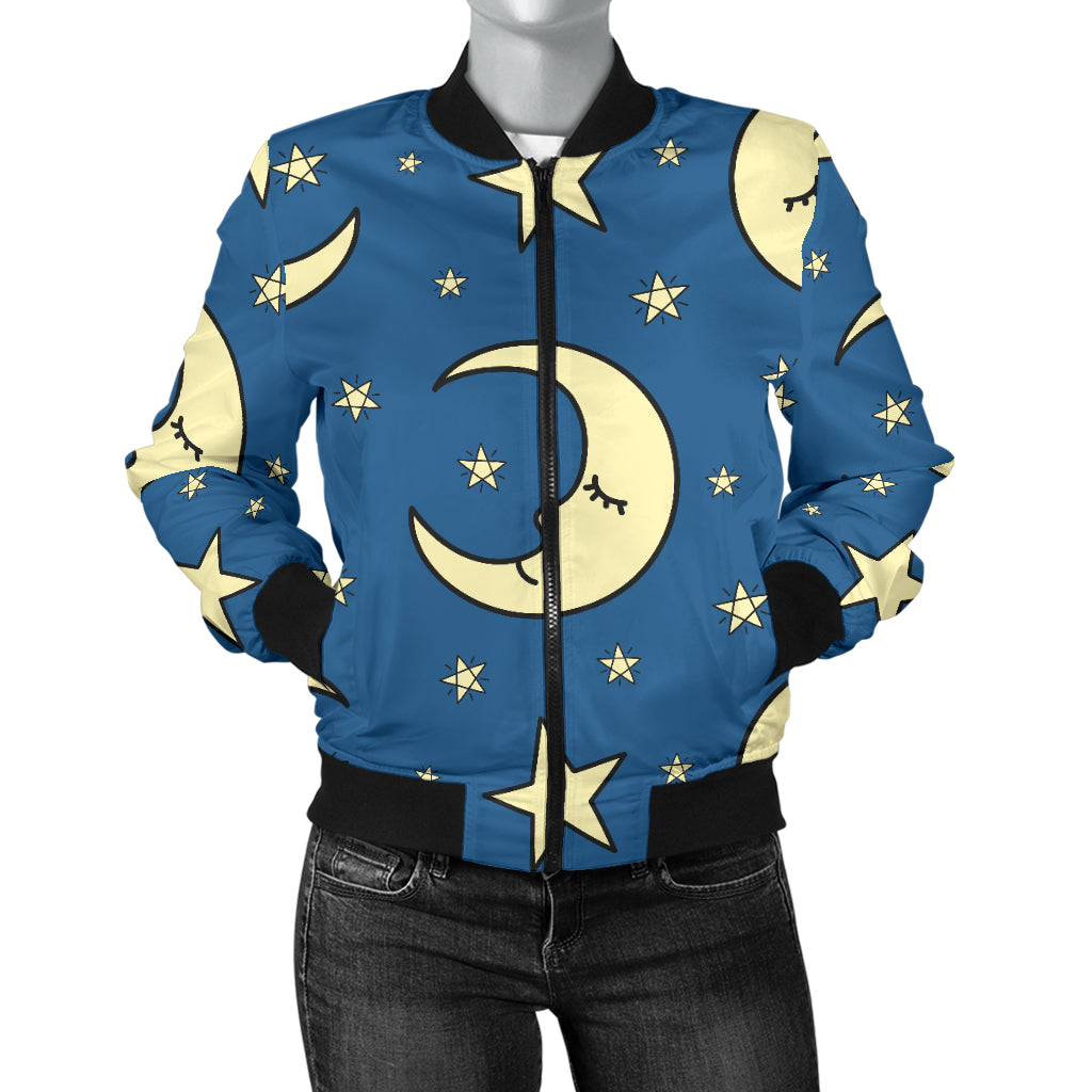 Moon Night Pattern Print Design 03 Women's Bomber Jacket