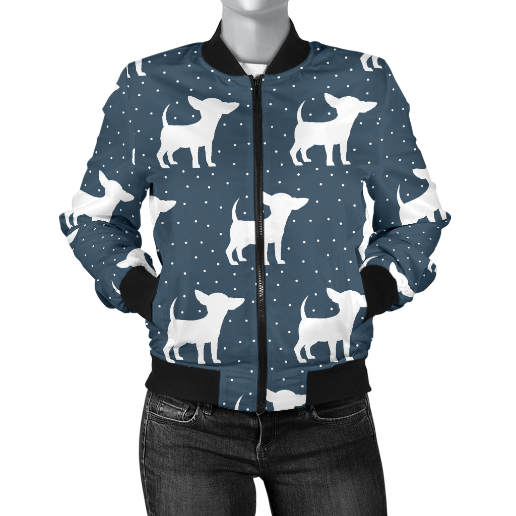 Chihuahua Pattern Print Design 03 Women's Bomber Jacket