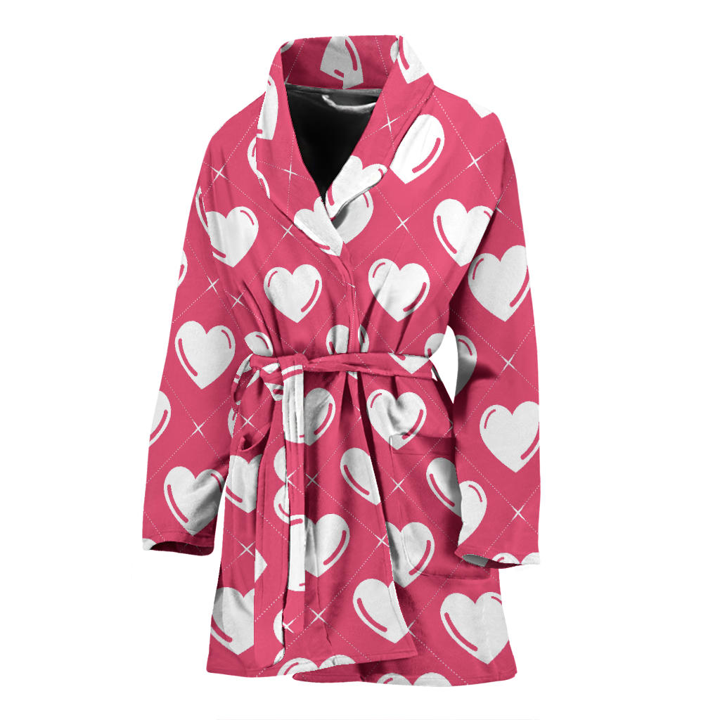 Heart Pattern Print Design HE07 Women Bathrobe