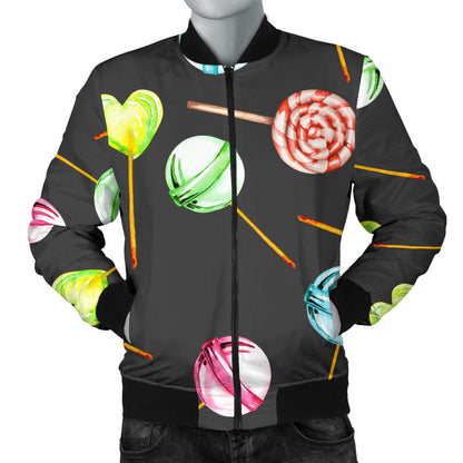 Lollipop Pattern Print Design LL02 Men Bomber Jacket