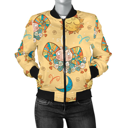 Aries Zodiac Pattern Print Design 03 Women's Bomber Jacket