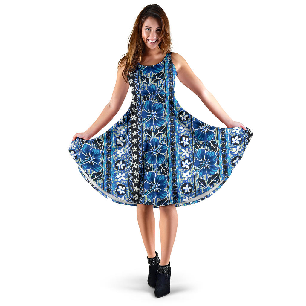Hawaiian Themed Pattern Print Design H012 Midi Dress