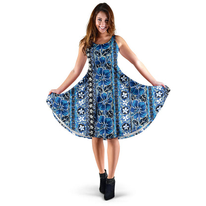 Hawaiian Themed Pattern Print Design H012 Midi Dress