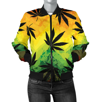 Rasta Pattern Print Design A02 Women's Bomber Jacket