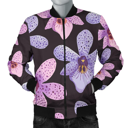 Orchid Pattern Print Design OR08 Men Bomber Jacket