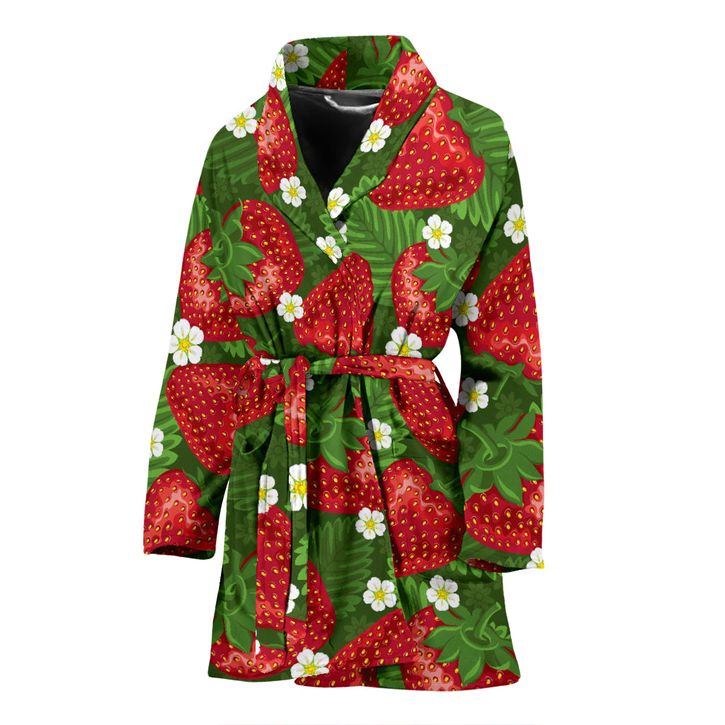 Strawberry Pattern Print Design SB05 Women Bathrobe