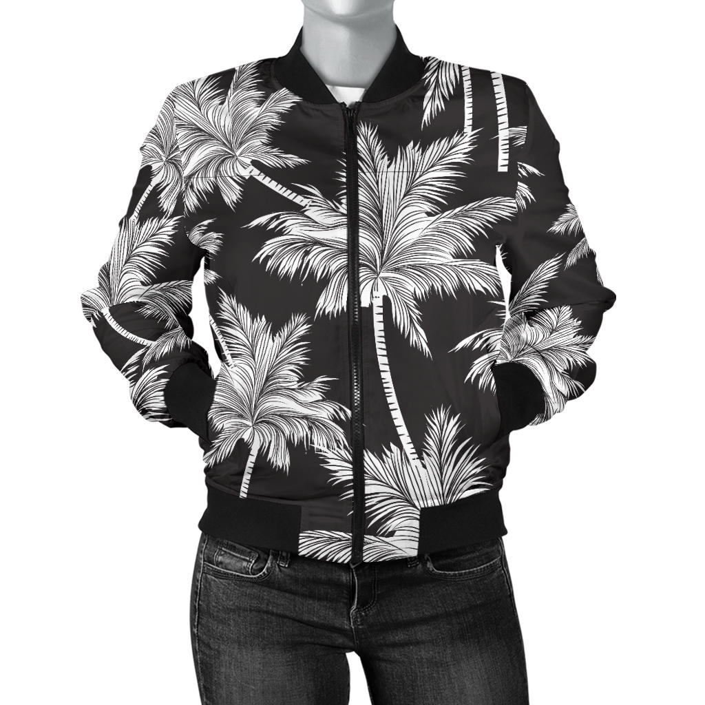 Palm Tree Pattern Print Design PT03 Women Bomber Jacket