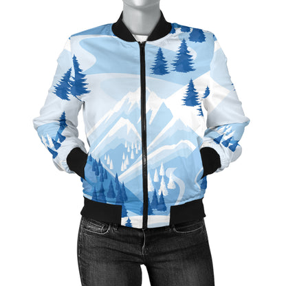 Mountain Pattern Print Design 03 Women's Bomber Jacket