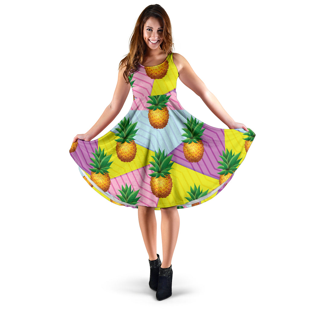 Pineapple Pattern Print Design PP05 Midi Dress