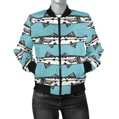 Barracuda Pattern Print Design 03 Women's Bomber Jacket