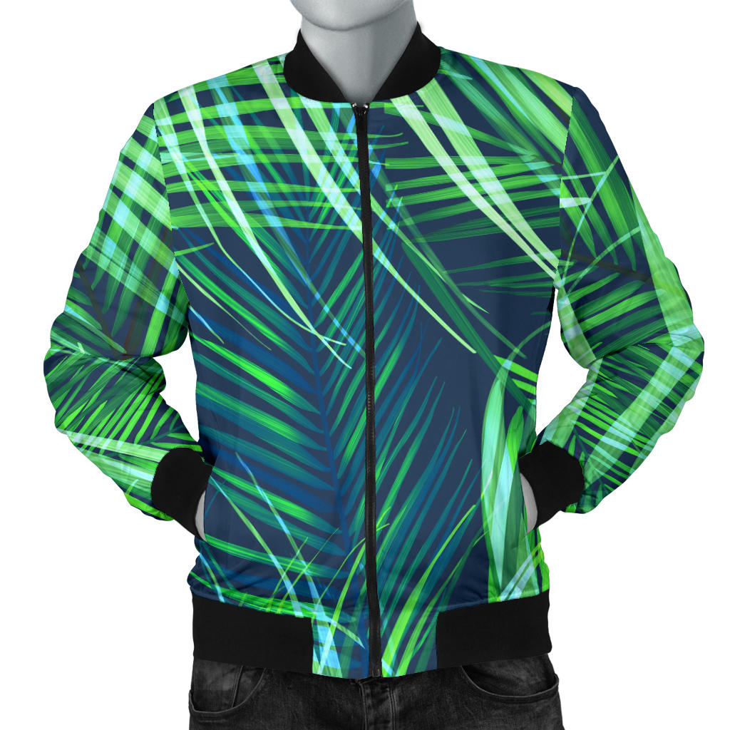 Palm Leaves Pattern Print Design PL02 Men Bomber Jacket