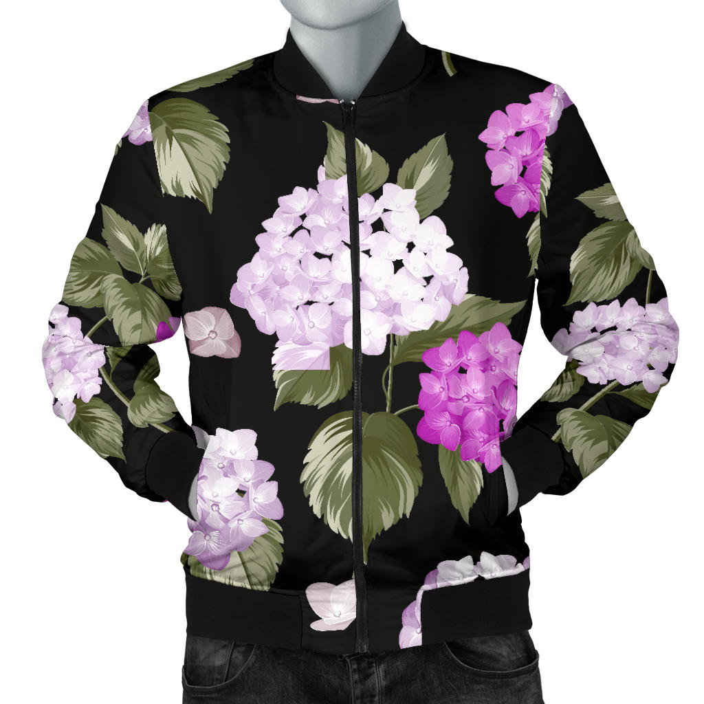 Hydrangea Pattern Print Design HD011 Men Bomber Jacket