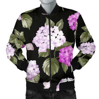 Hydrangea Pattern Print Design HD011 Men Bomber Jacket