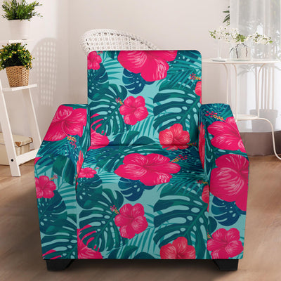 Red Hibiscus Pattern Print Design HB017 Armchair Slipcover