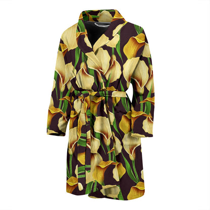 Lily Pattern Print Design LY013 Men Bathrobe