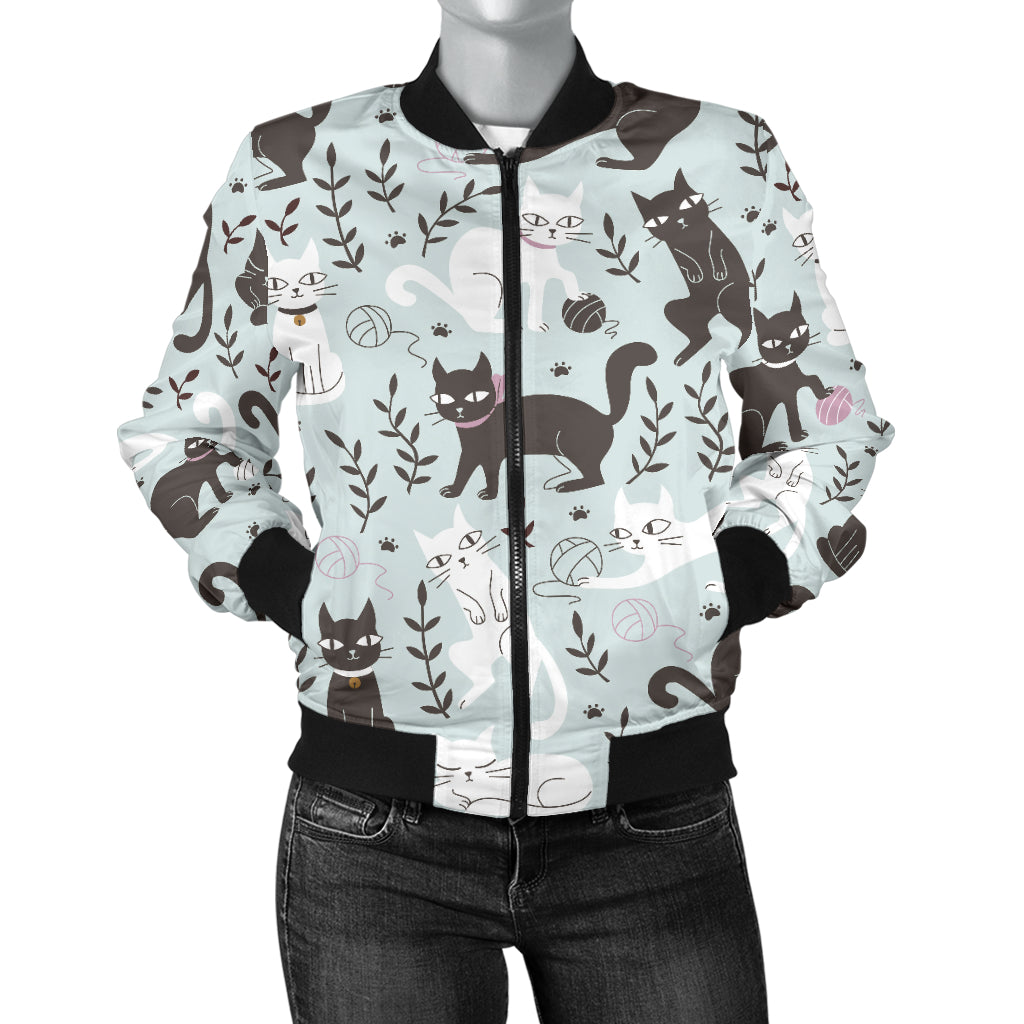 Cat Pattern Print Design 08 Women's Bomber Jacket