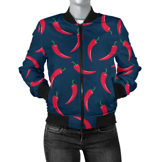 Chilli Pepper Pattern Print Design 03 Women's Bomber Jacket