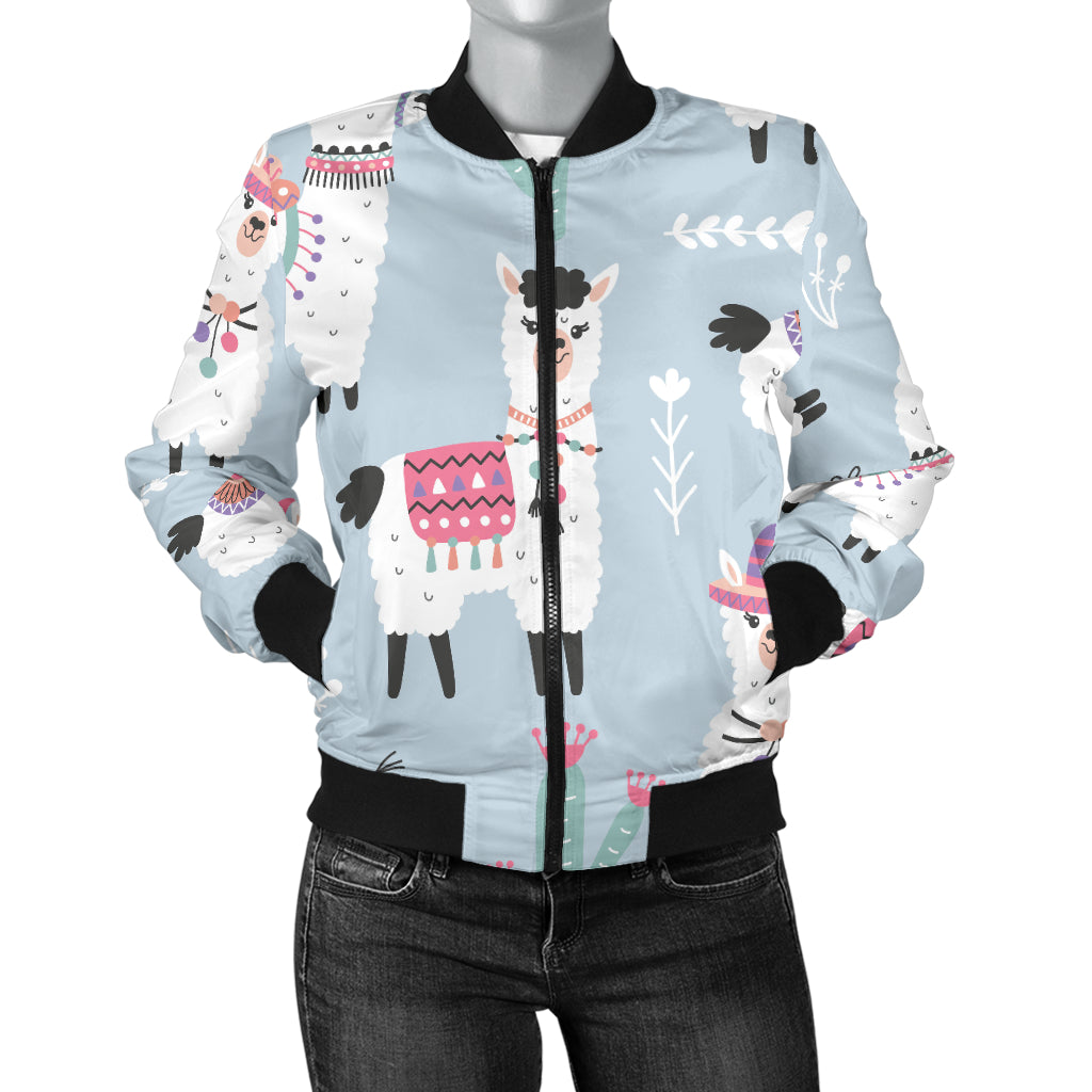 Llama Pattern Print Design 04 Women's Bomber Jacket