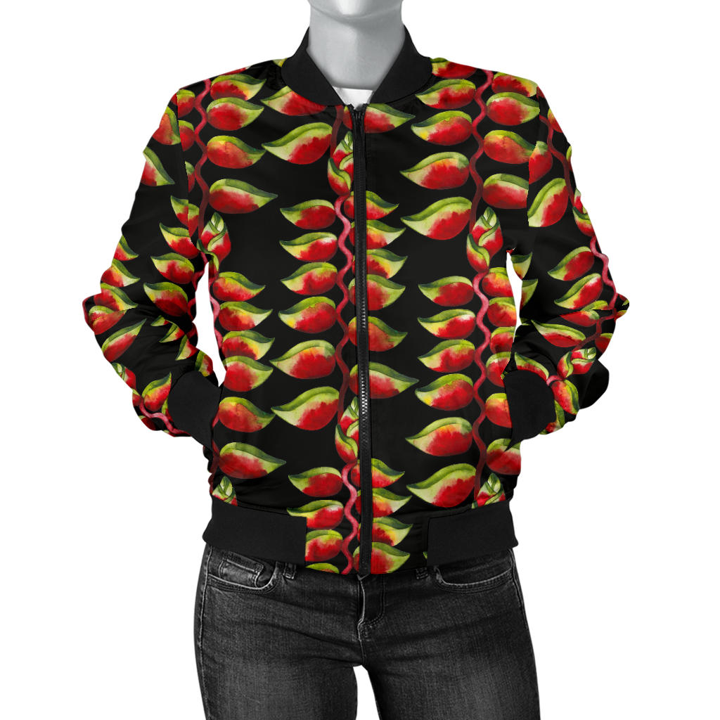 Heliconia Pattern Print Design HL05 Women Bomber Jacket