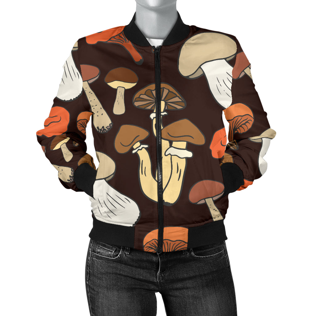 Mushroom Pattern Print Design A05 Women's Bomber Jacket