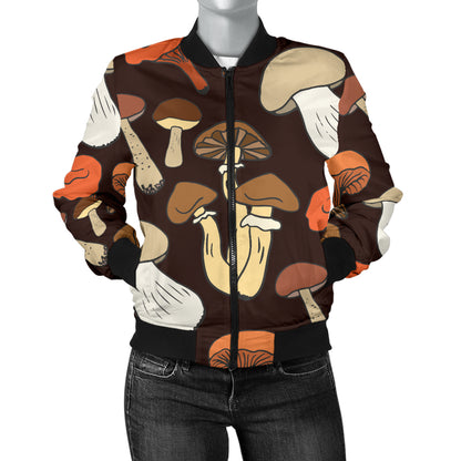 Mushroom Pattern Print Design A05 Women's Bomber Jacket