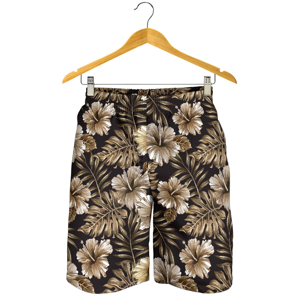 Brown Hibiscus Tropical Mens Shorts