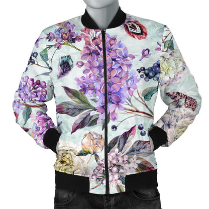 Lilac Pattern Print Design LI06 Men Bomber Jacket