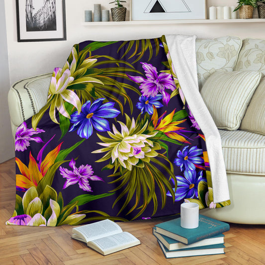 Water Lily Pattern Print Design WL08 Fleece Blanket